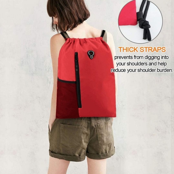 Drawstring Backpack Sports Gym Bag, NEW - Picture 6 of 9